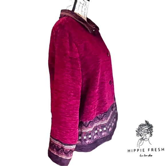 Coldwater Creek Burgundy Chenille Walking Jacket Size XL - Picture 8 of 9